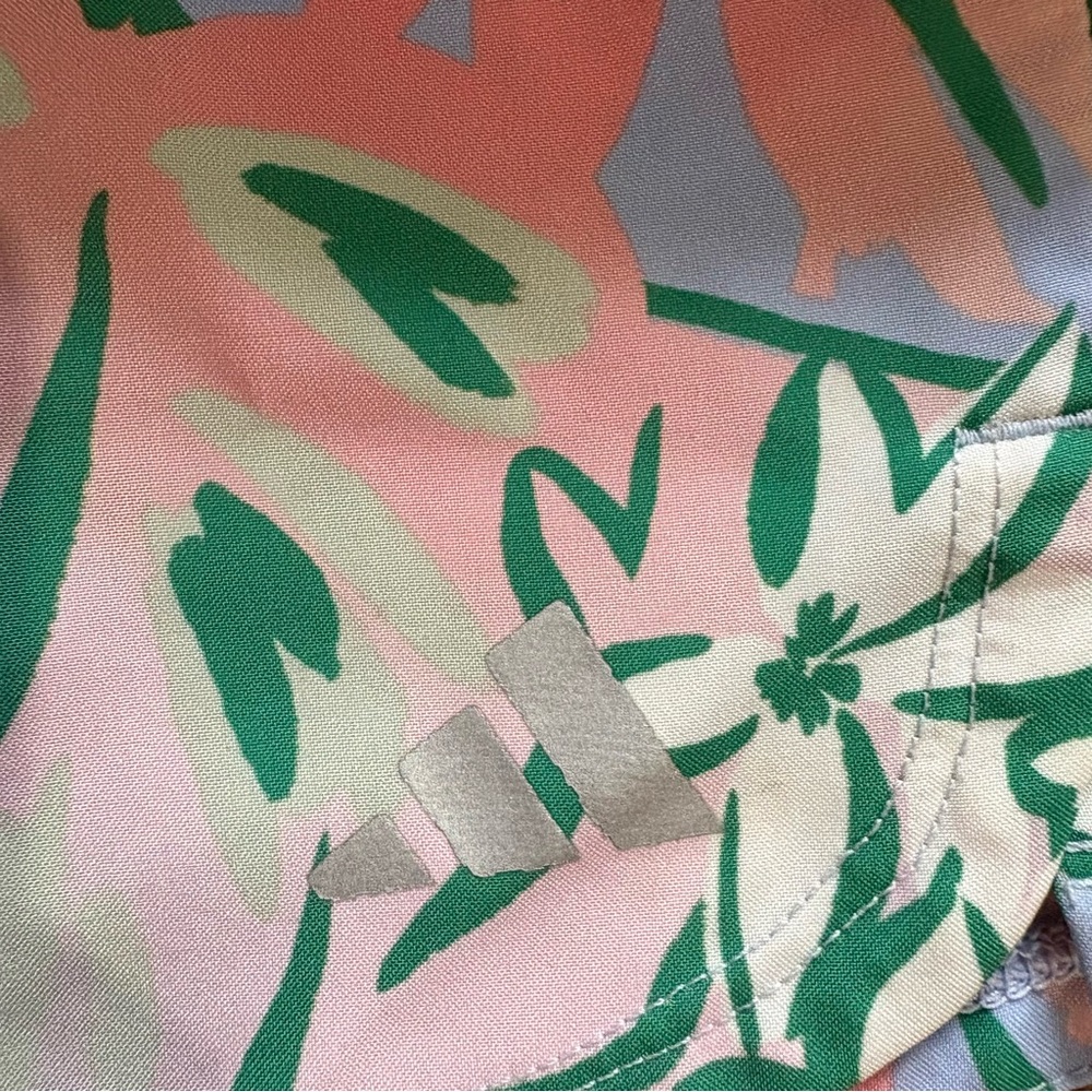 adidas Tropical Floral Athletic Shorts - Mint Green & Pastel Pink - Picture 3 of 5